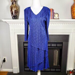 Connected Apparel Vintage Blue Tiered Crinkle Dress | Size 10